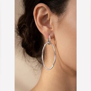 The Sak Silver Oval Hoop Earrings With Posts NWT